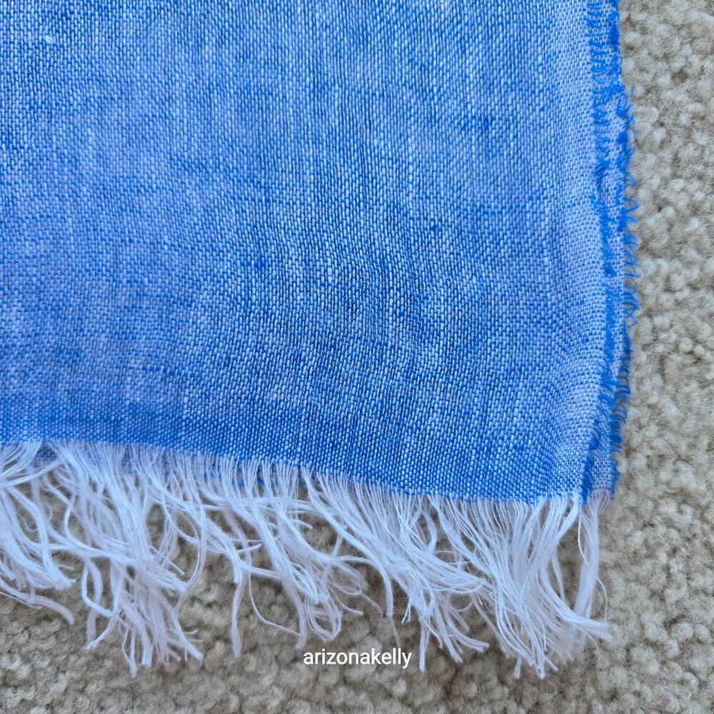 Mario Romano Capri Linen Scarf Italy Italian Blue Stripe - Picture 8 of 12